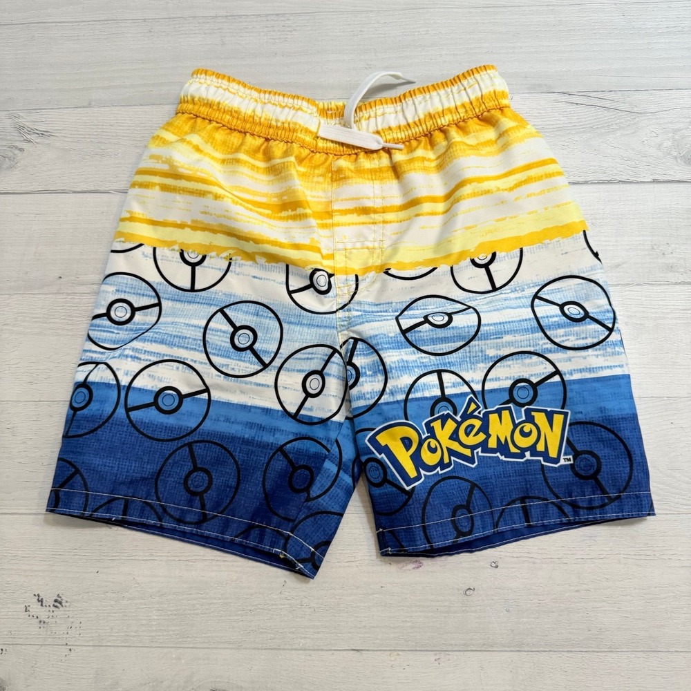 Pokemon kids‎ swim shorts yellow blue youth small